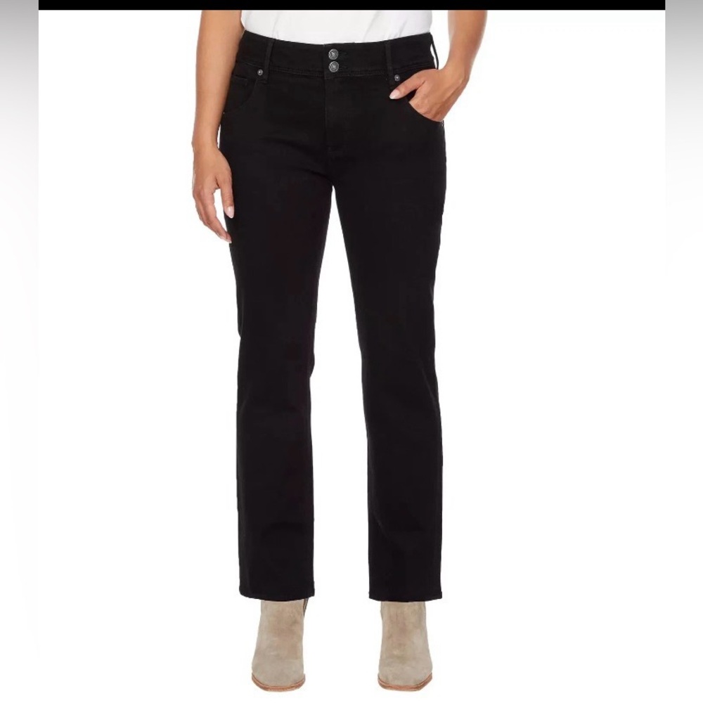 Hudson Women Jeans Pitch Black Slim Straight Leg Mid-Rise Stretch Denim Sz 8 EUC